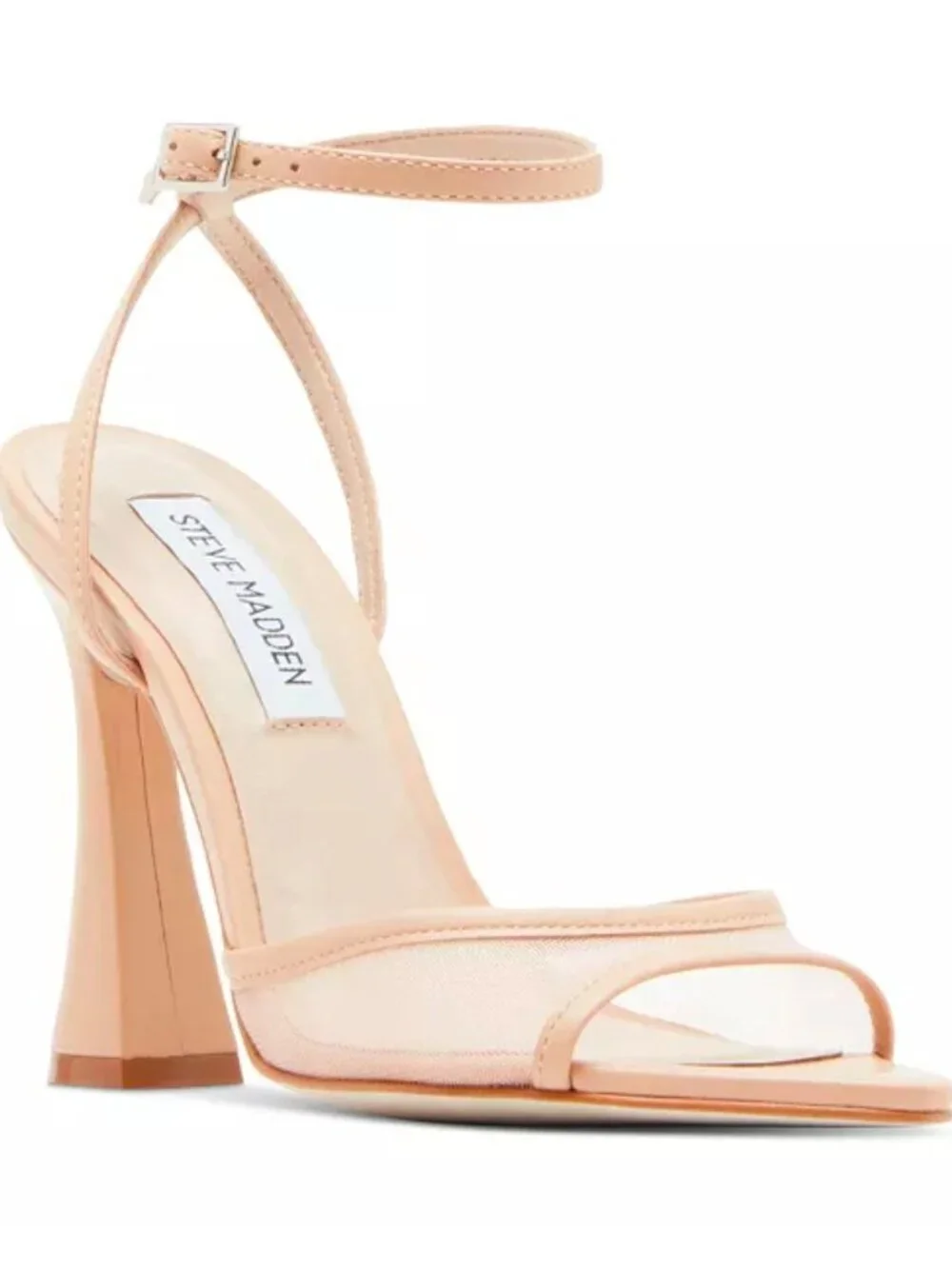 Steve Madden Beki Heeled Sandals Beige Mesh Classic Neutral Women's Size 10 NEW - Picture 1 of 10